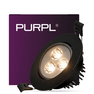 PURPL LED Inbouwspot | 3W | 2700K | Ø85 mm | IP40 | Zwart | Kantelbaar | Rond