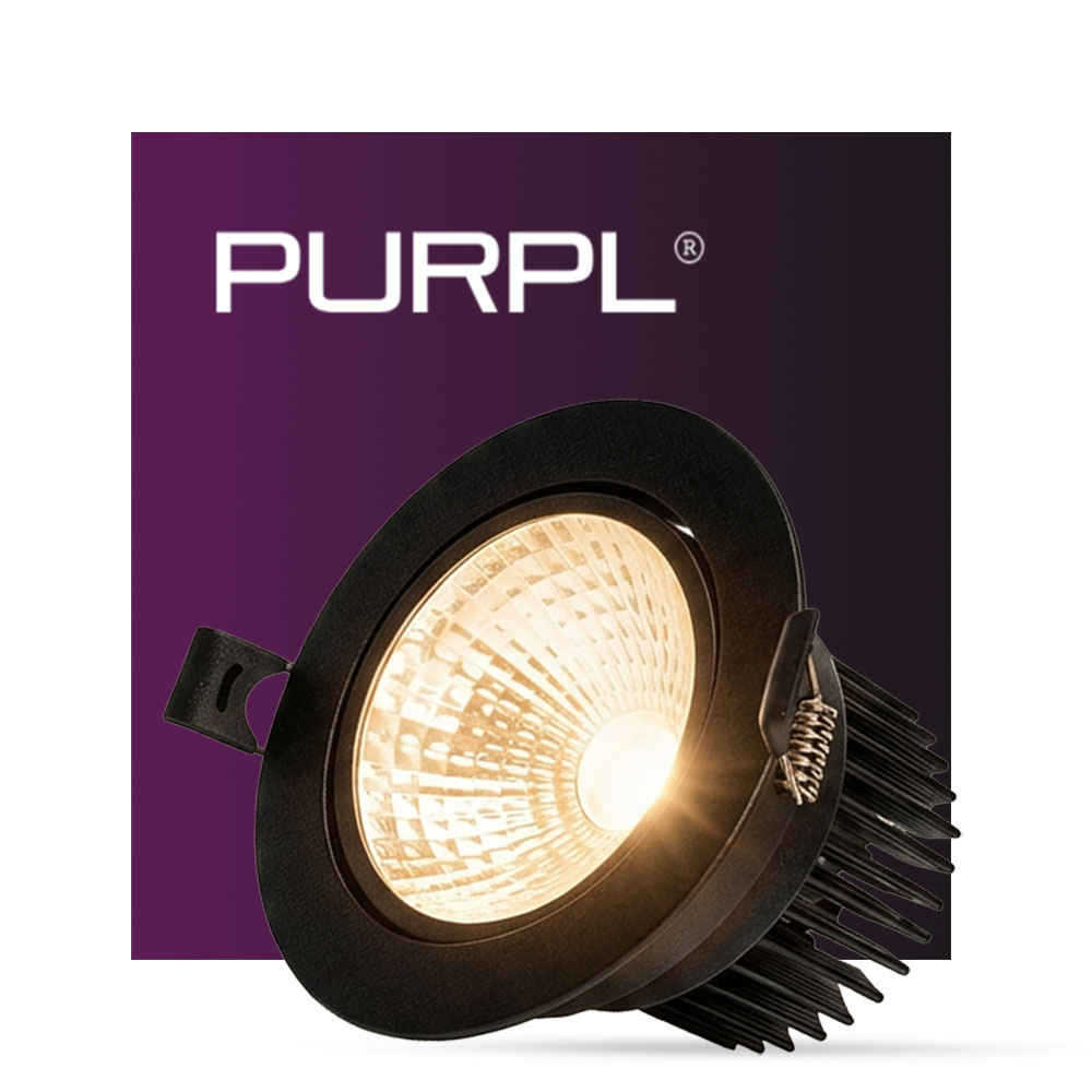 PURPL LED Inbouwspot COB | 5W | 2700K Warm Wit | Ø85 mm | IP40 | Zwart | Kantelbaar | Rond