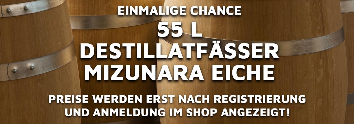 55 l Destillatfässer Mizunara Eiche