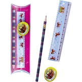 Liniaal potlood en gum met paarden