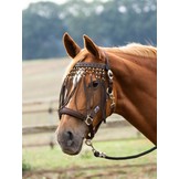 Vliegenfrontriem Beads, luxe lederen vliegenfrontriem met kraaltjes