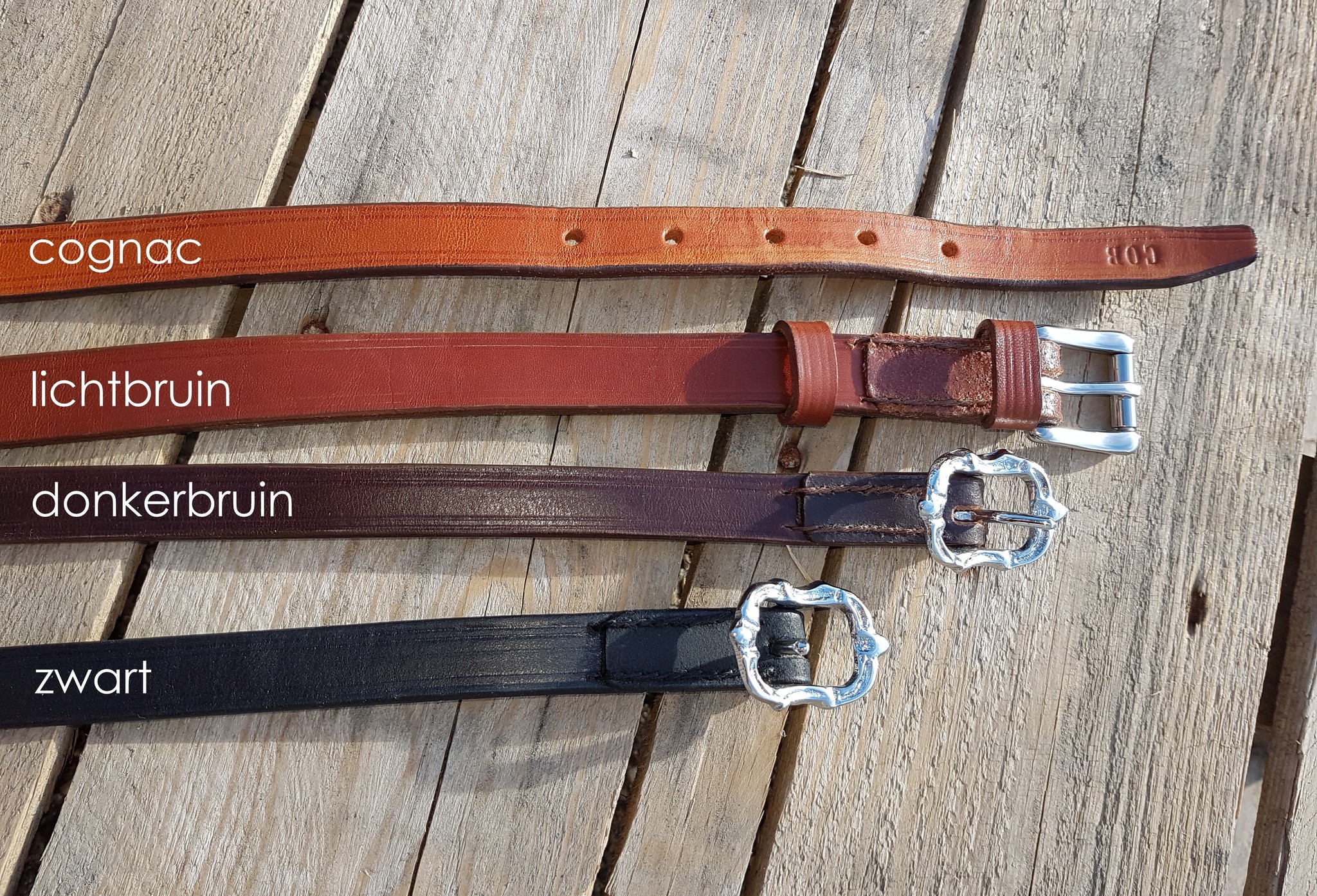 Lange lederen teugels met teugelclips Barok