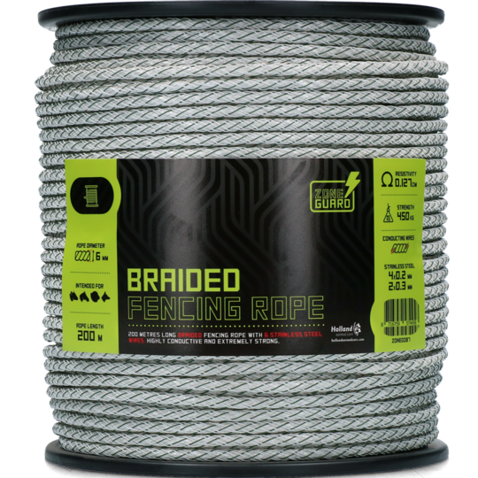 6 mm  braided fence wire white green 200 m