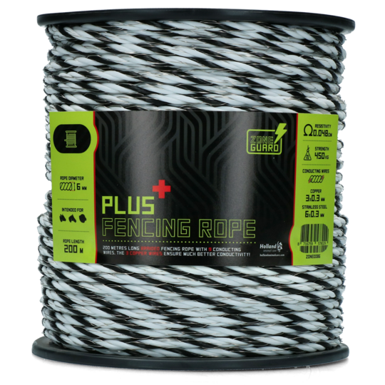 6 mm plus afrasteringsdraad zwart wit 200 m