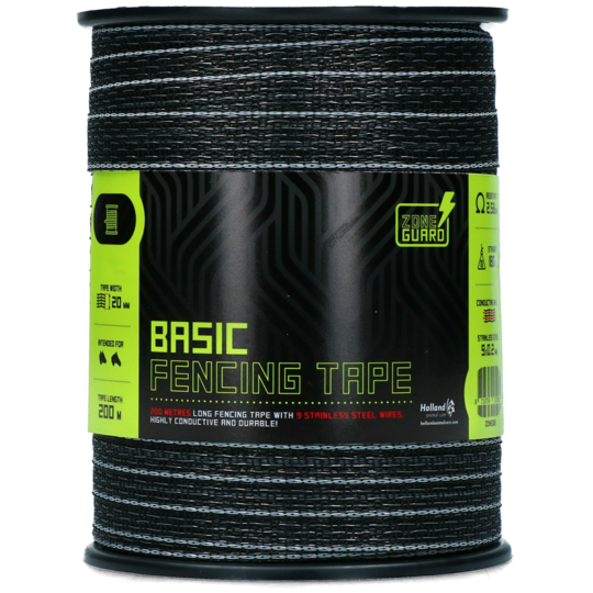 20 mm basic afrasteringslint zwart 200 m
