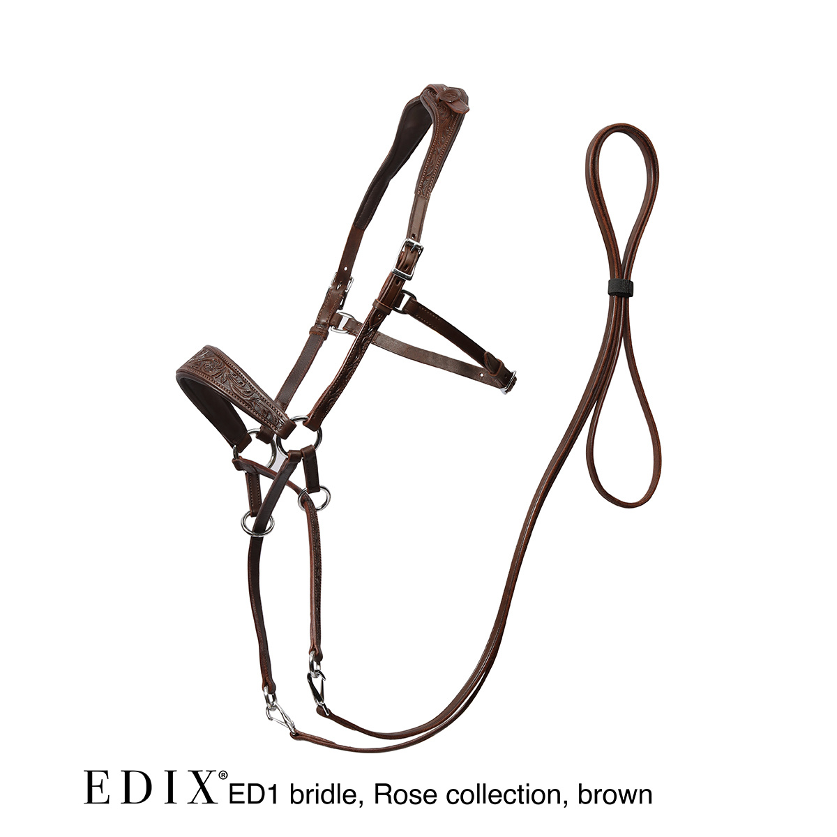 Rose chin crossed bitless bridle with reins