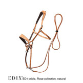 Rose chin crossed bitless bridle with reins