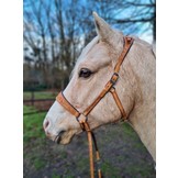 Rose chin crossed bitless bridle with reins