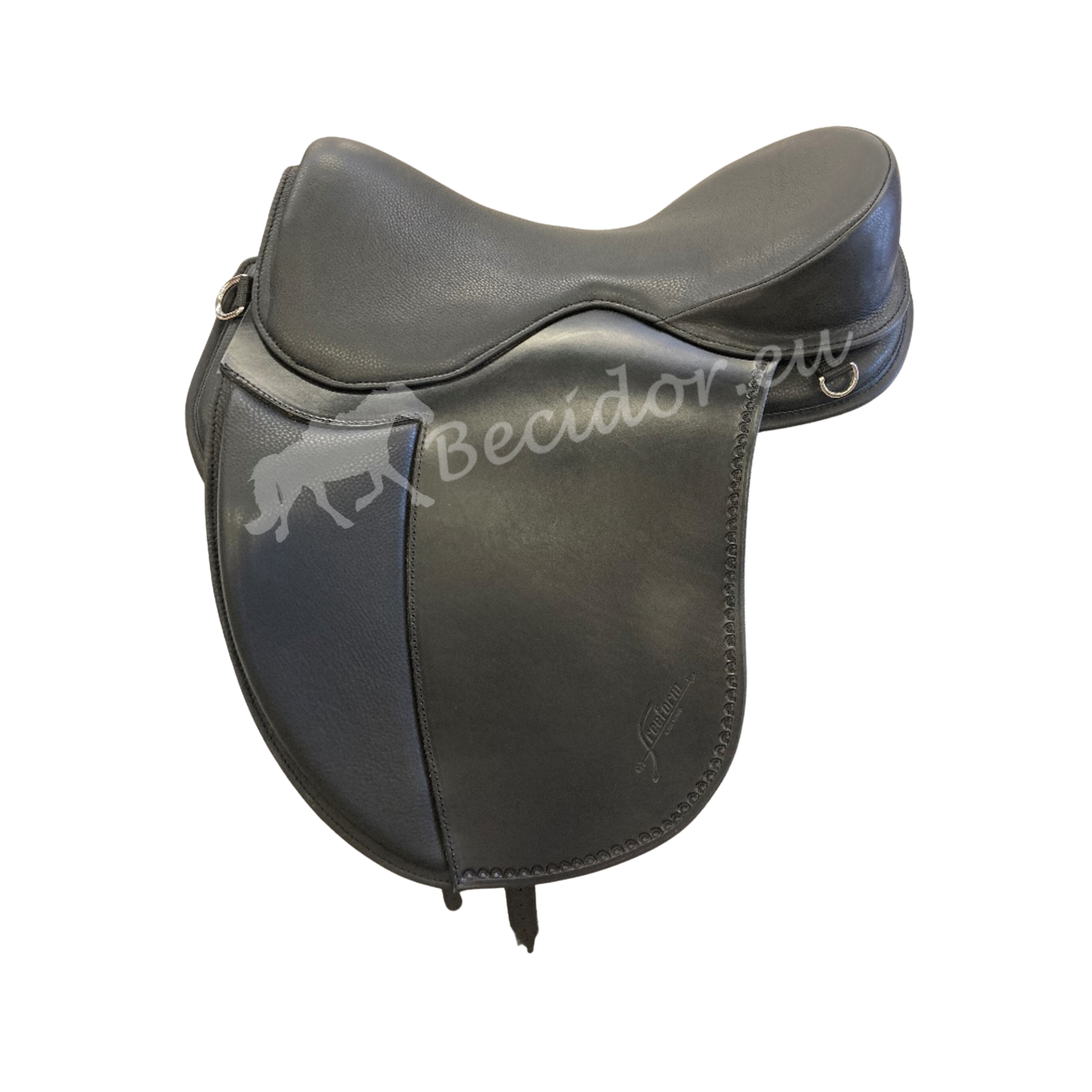 Dressage seat with long saddle flaps without base