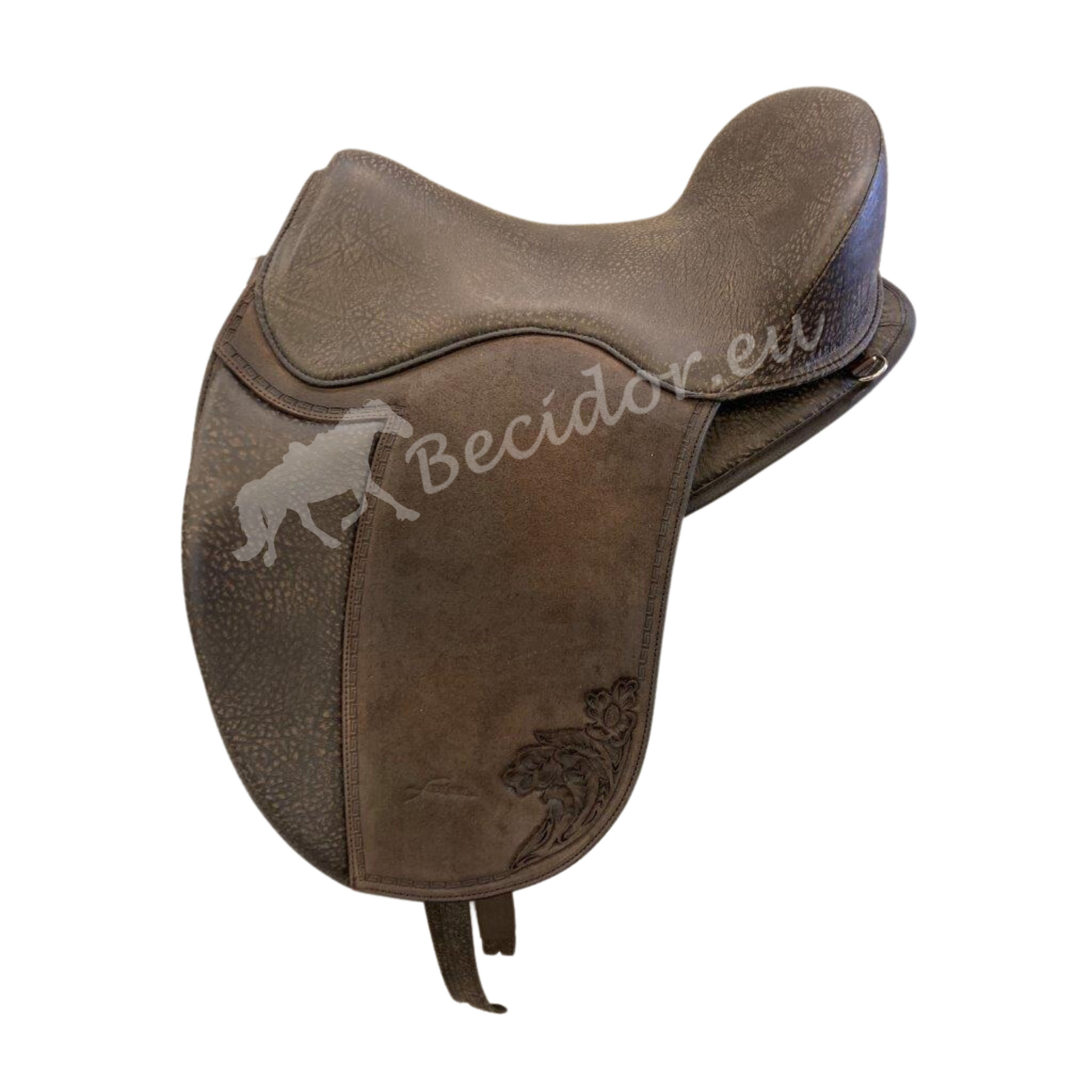 Dressage seat with long saddle flaps without base