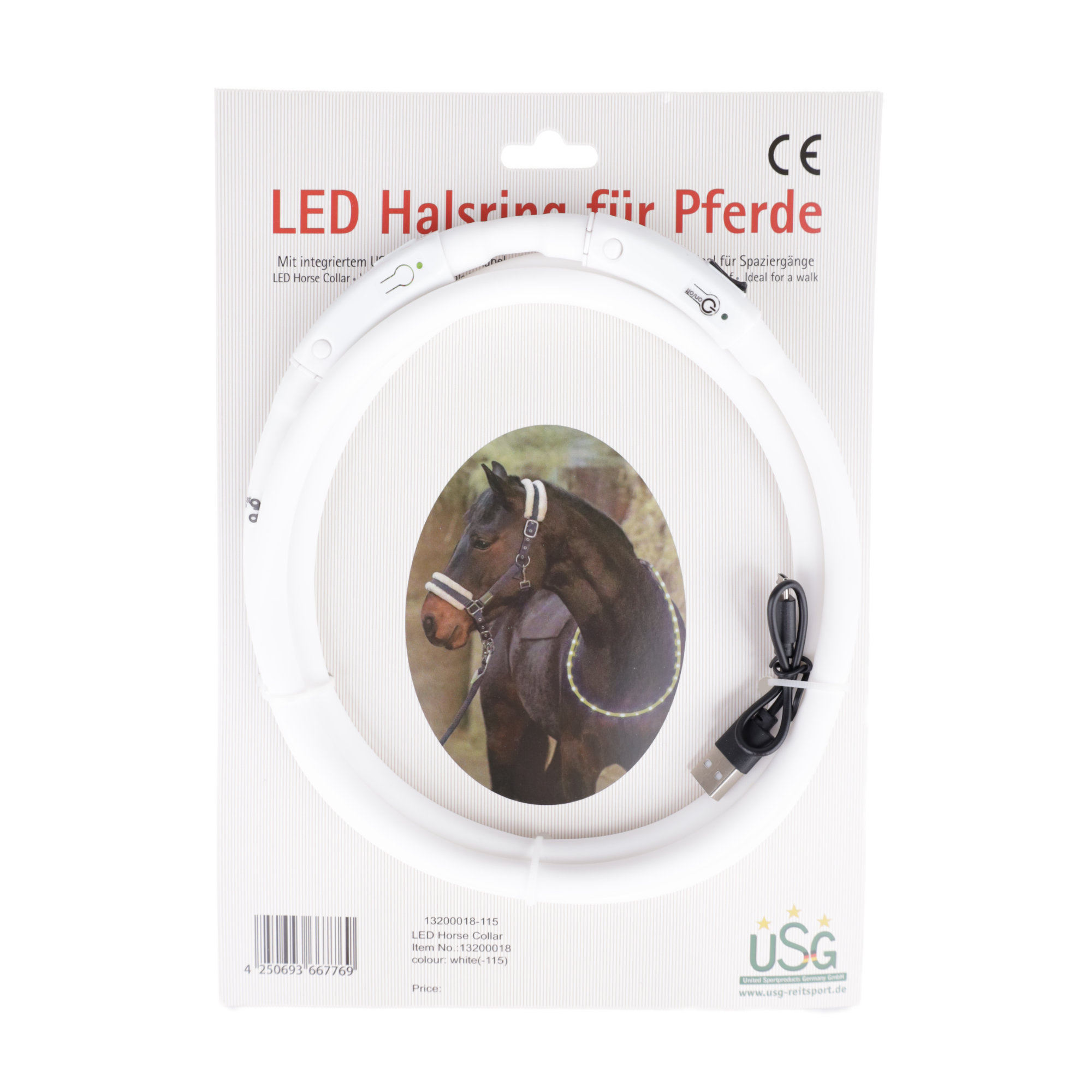 Led neck ring for horses