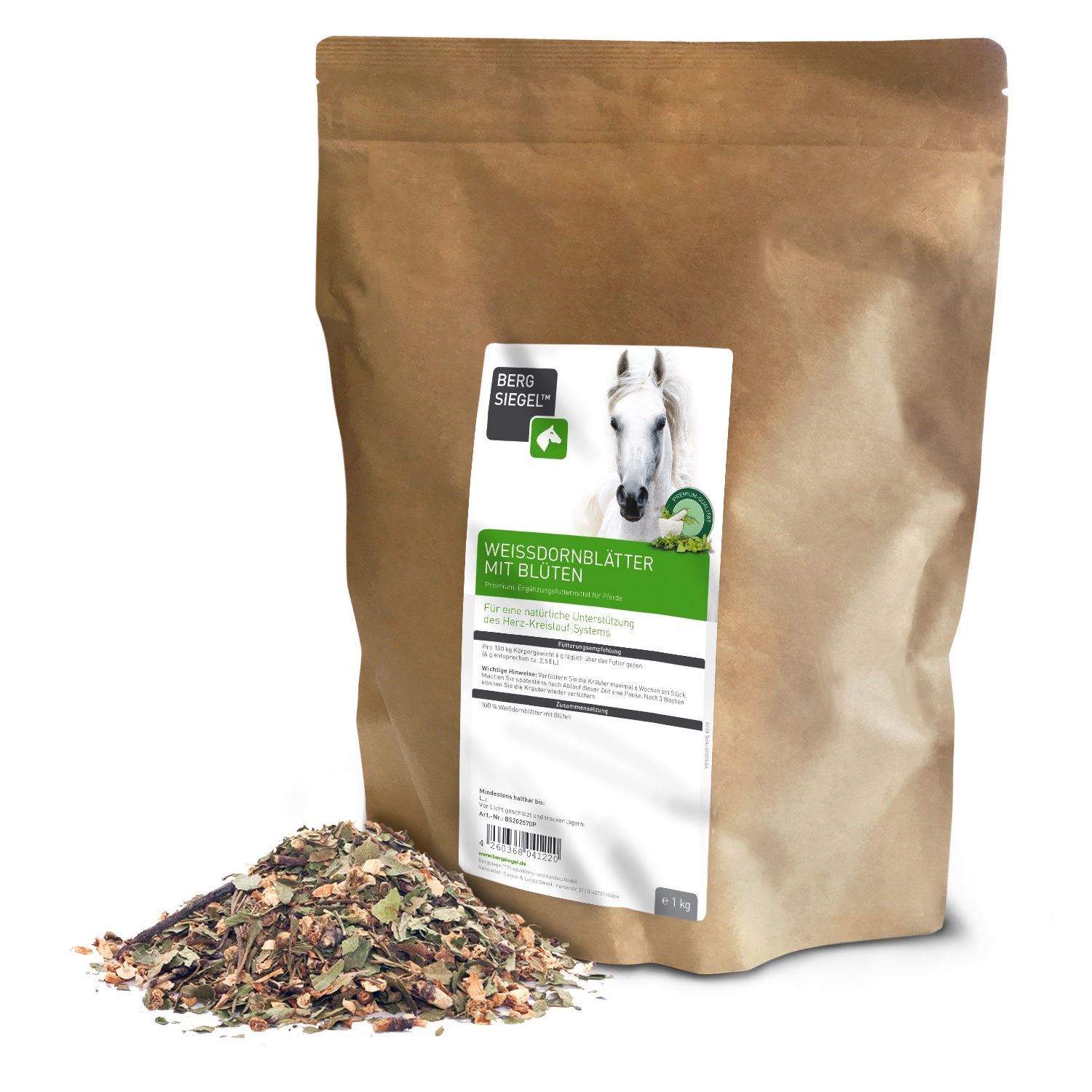 Meidoornbladeren met bloesems paard