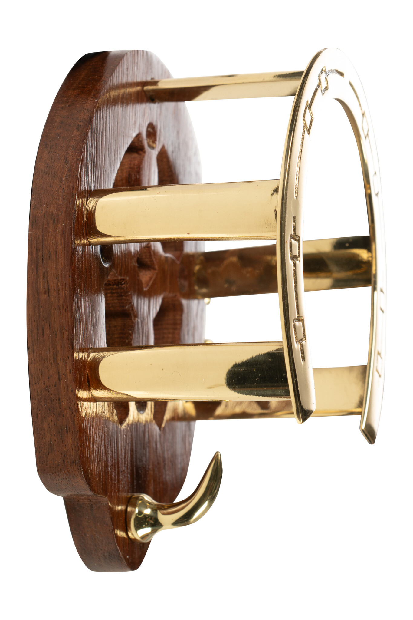 Bridle hook Horseshoe made of wood and brass