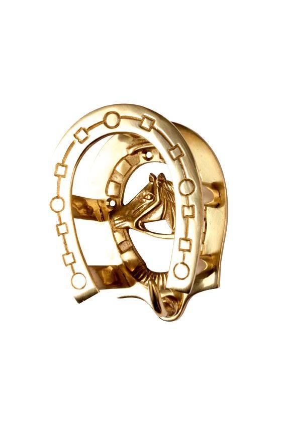 Bridle hook horse shoe and horse head brass