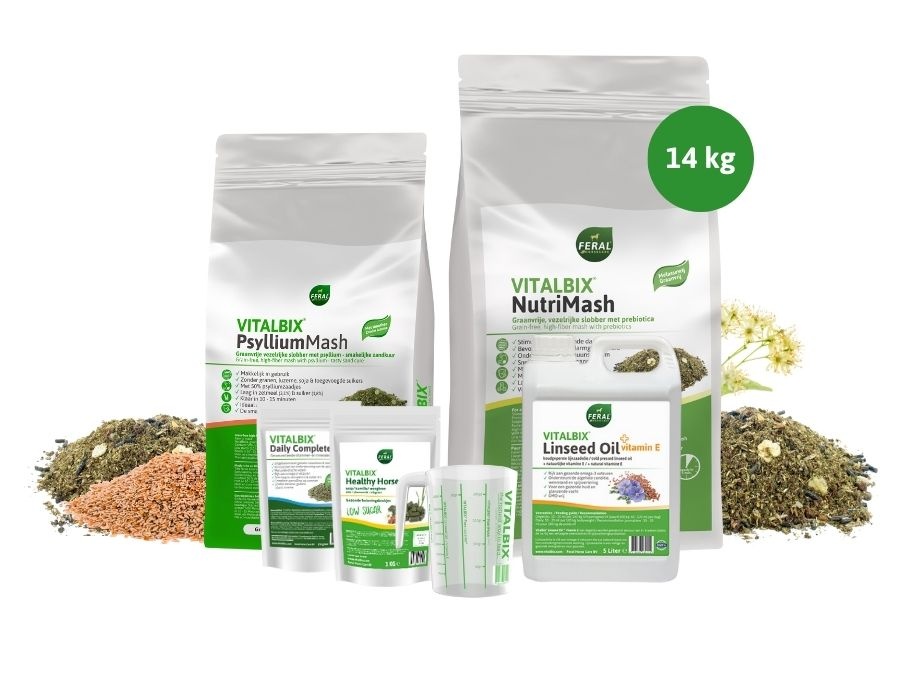 Vorteilspaket NutriMash 14 kg, PsylliumMash & Leinöl 5L Magen und Darm