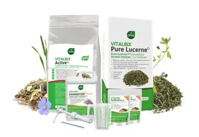 Paket Active+ 22 kg, Luzerne + Leinöl 5L