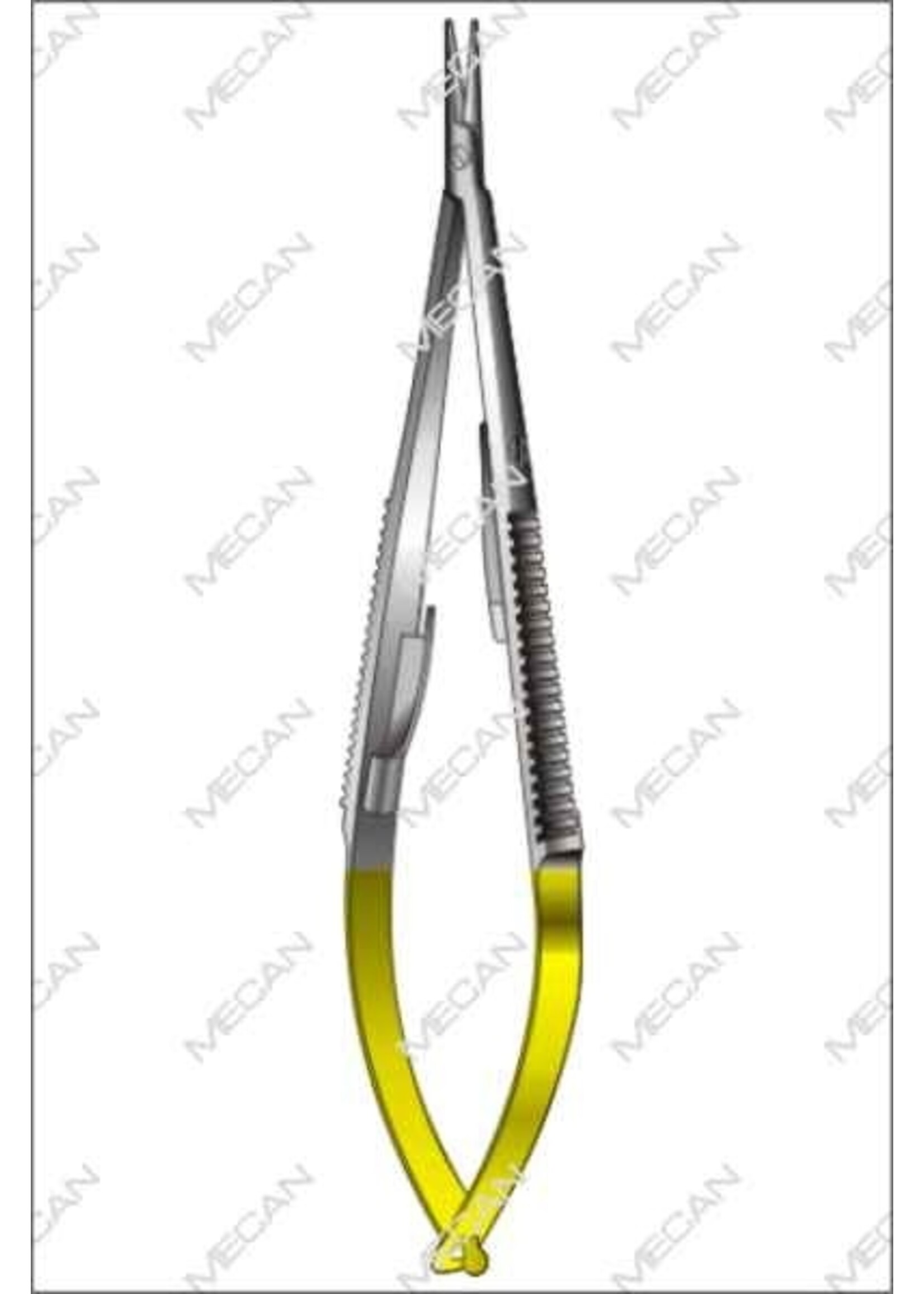 Mecan Naaldvoerder Castroviejo  140mm  gebogen, glad met slot, TC