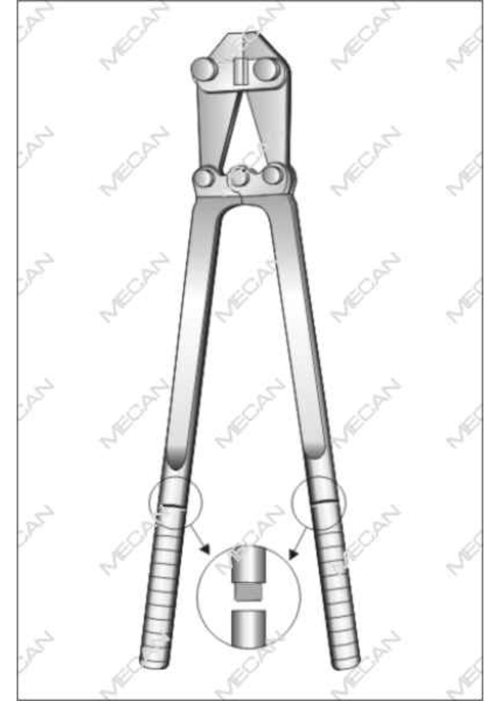 Mecan Draadkniptang zijknipper t.e.m 6.0mm hardmetaal 480mm , 130mm , 350mm