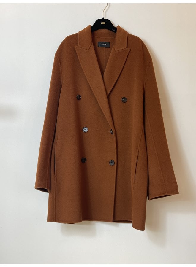 JOSEPH CLAVEL DOUBLE-BREASTED BROWN COAT