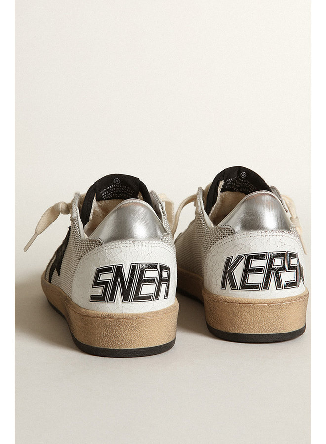 GOLDEN GOOSE BALL STAR NET UPPER SUEDE STAR LAMINATED HEEL CRACK SPUR LIGHT SILVER/BLACK/WHITE/SILVER