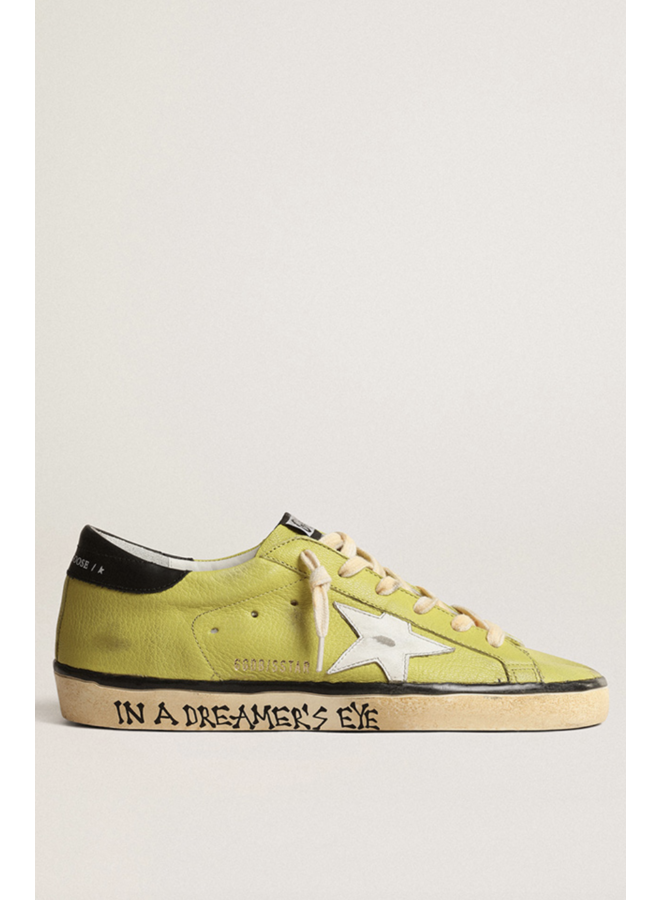 GOLDEN GOOSE  SUPER-STAR WAXED NAPPA UPPER LEATHER STAR AND HEEL CITRONELLE/WHITE/BLACK