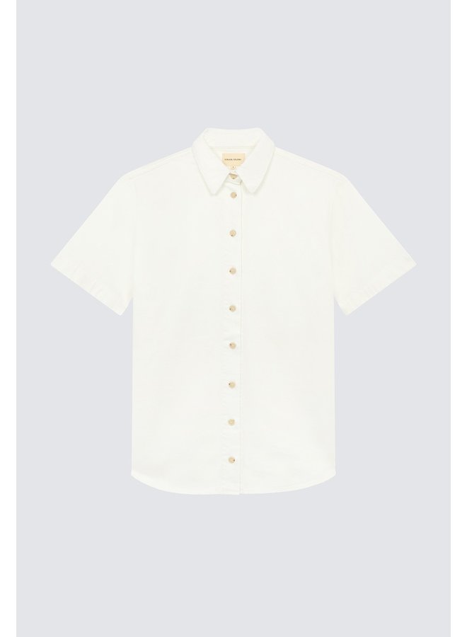 LOULOU STUDIO DENIM SHORT SLEEVE SHIRT SANT IVORY