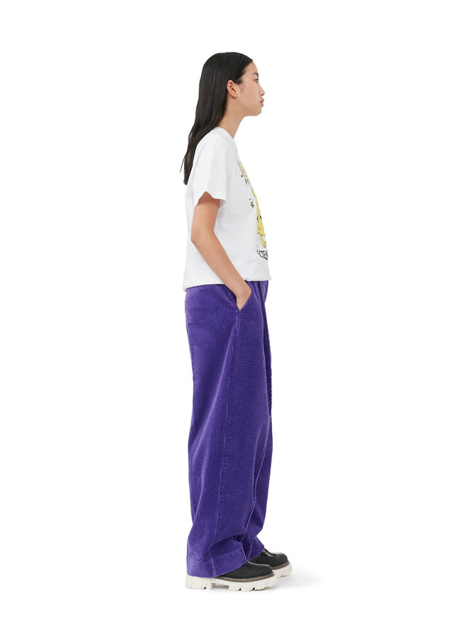 GANNI CORDUROY RELAXED PLEATED PANTS SIMPLY PURPLE F8527