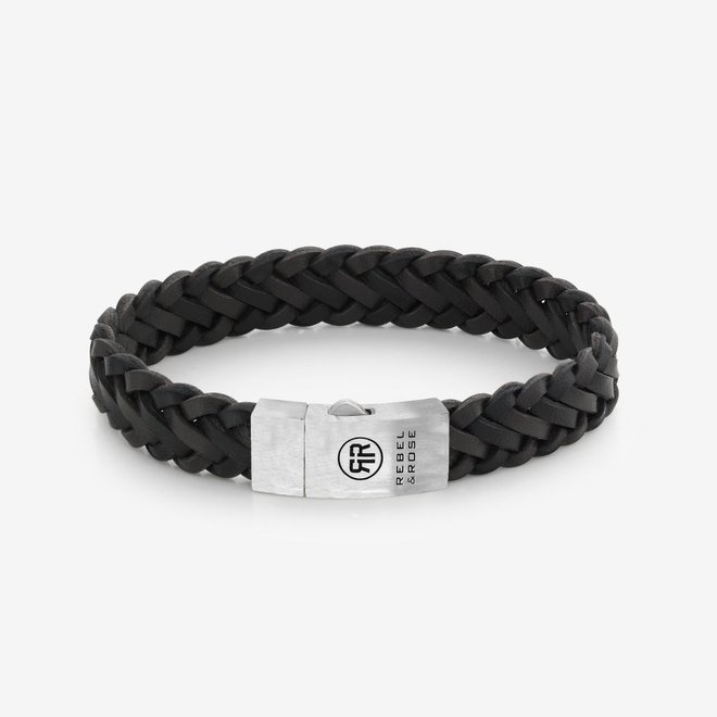 Rebel&Rose armband Absolutely Leather - Braided Raw Matt Black-Earth L0075-S