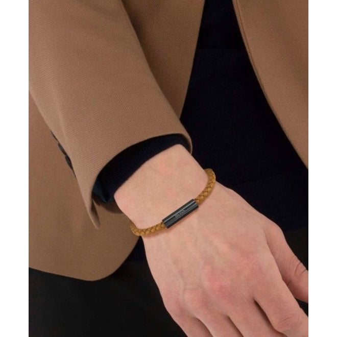 Hugo Boss Braided Leer armband HBJ1580153
