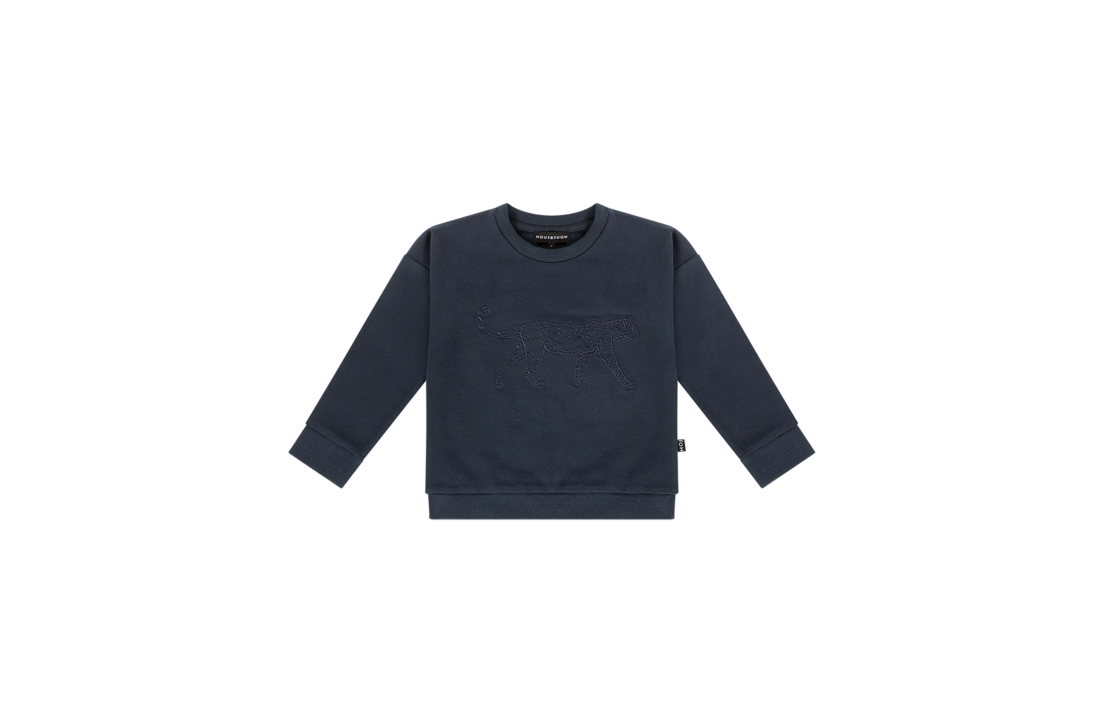 Crewneck sweater dark blue leopard
