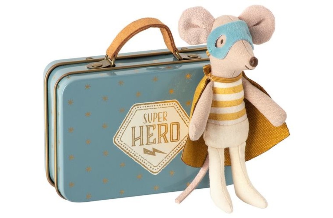 Superhero mouse in suitcase , Maileg