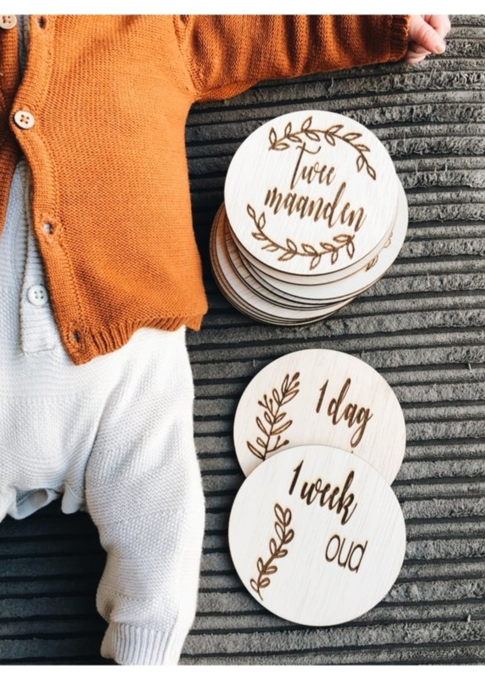 Mijlpaalkaarten  hout Babyzus