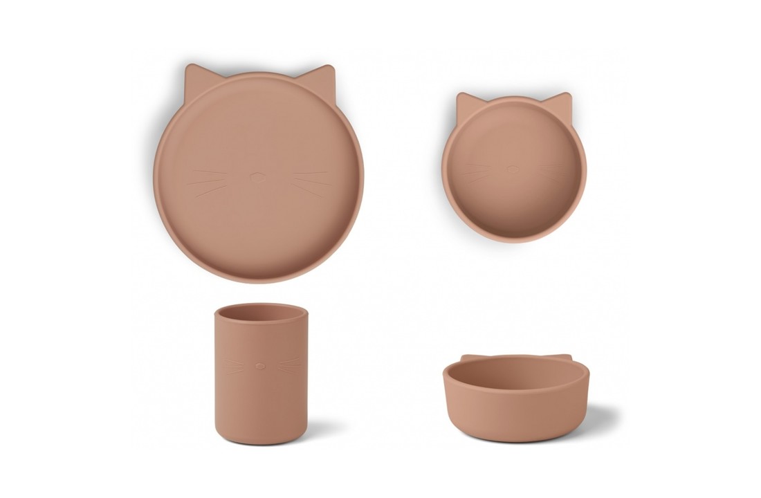 Cyrus Sillicone set Cat dark Rose, Liewood