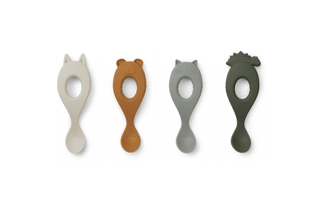 Liva Sillicone spoon 4 Pack Huntergreen Mix, Liewood
