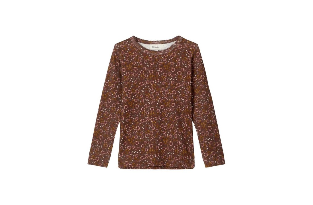 Longsleeve Deep Mahogany flowers, Lil Atelier