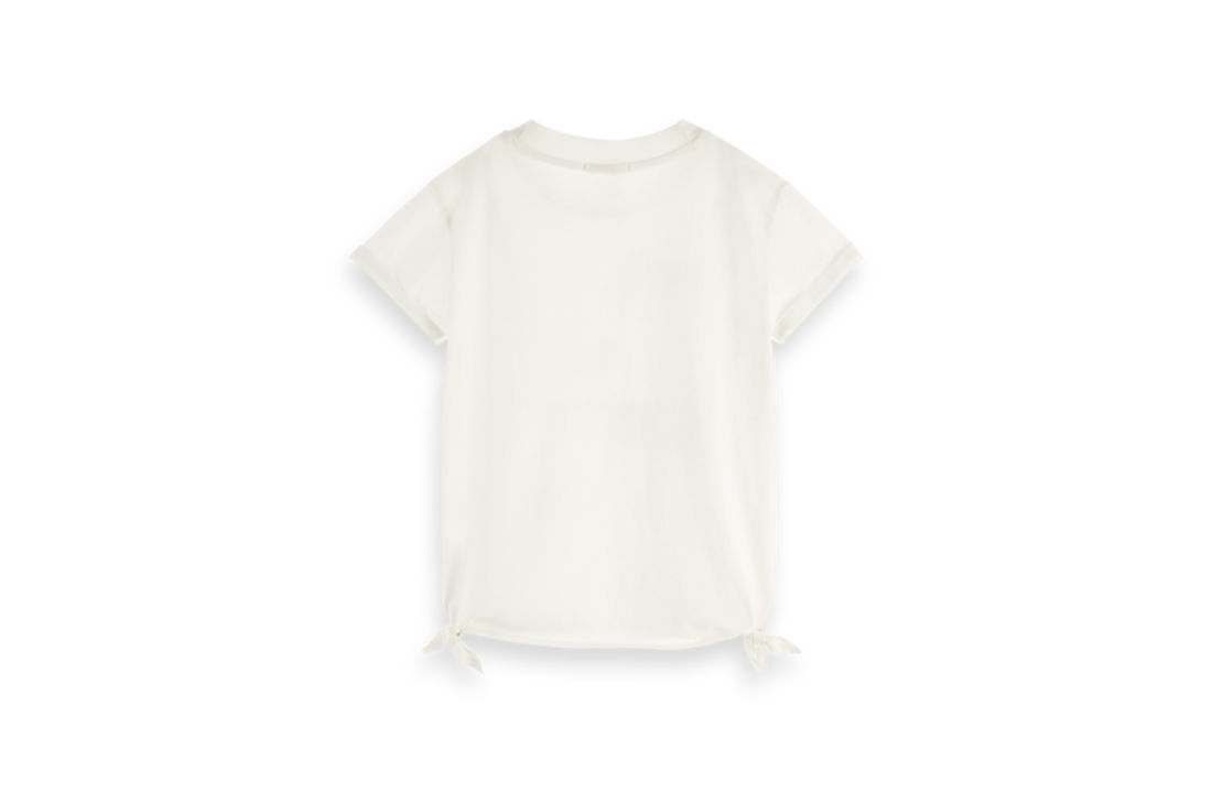 T-shirt organic cotton with side knots, Scotch R'belle