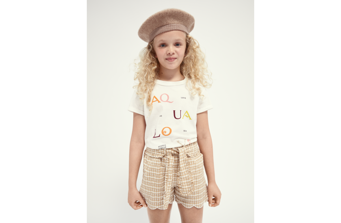 T-shirt organic cotton with side knots, Scotch R'belle