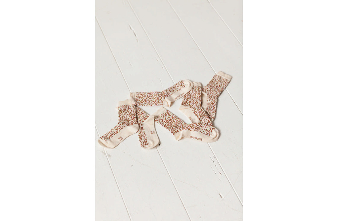 Ankle socks cream & Toffee Leopard, House Of Jamie