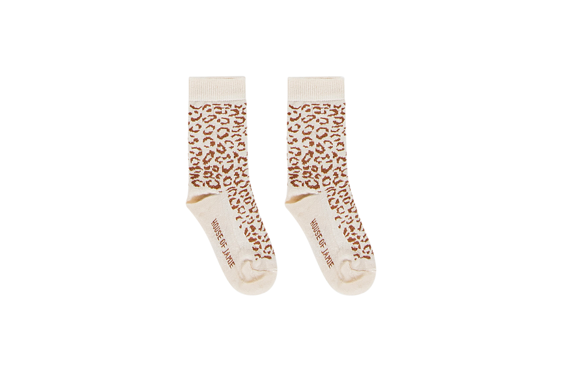 Ankle socks cream & Toffee Leopard, House Of Jamie