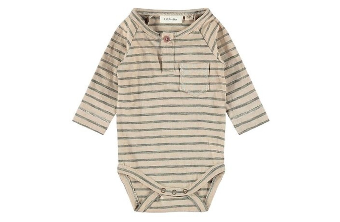 Romper stripes humus/raven, Lil Atelier