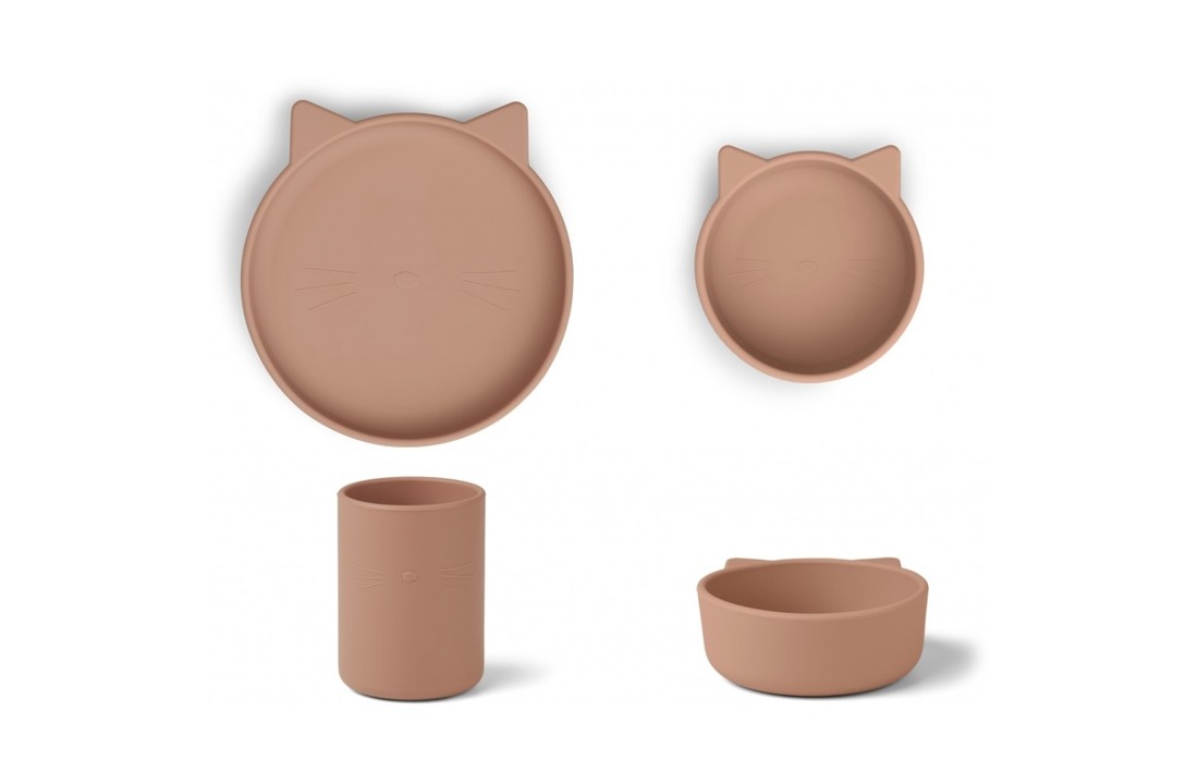 Cyrus Sillicone set Cat dark Rose, Liewood