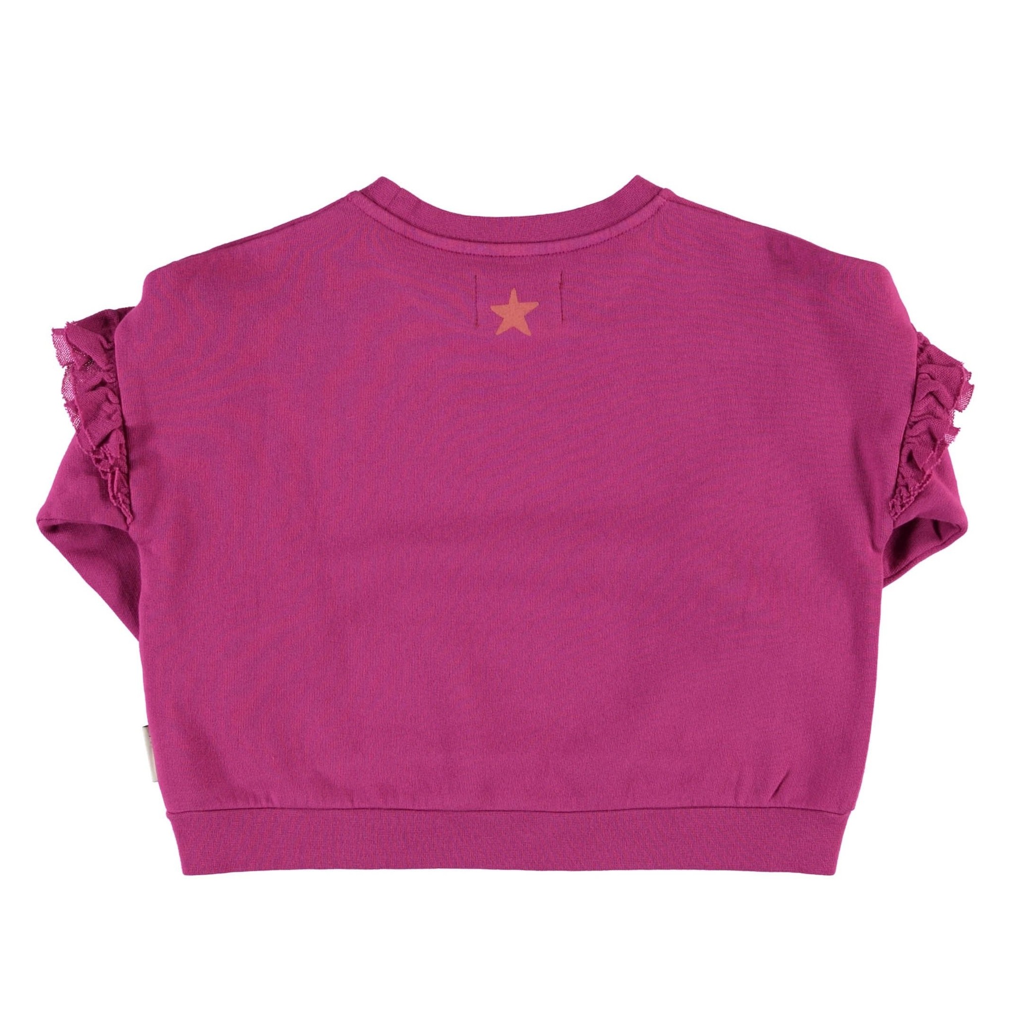 Sweatshirt with frills fuchsia breakfast club, PiuPiuchick
