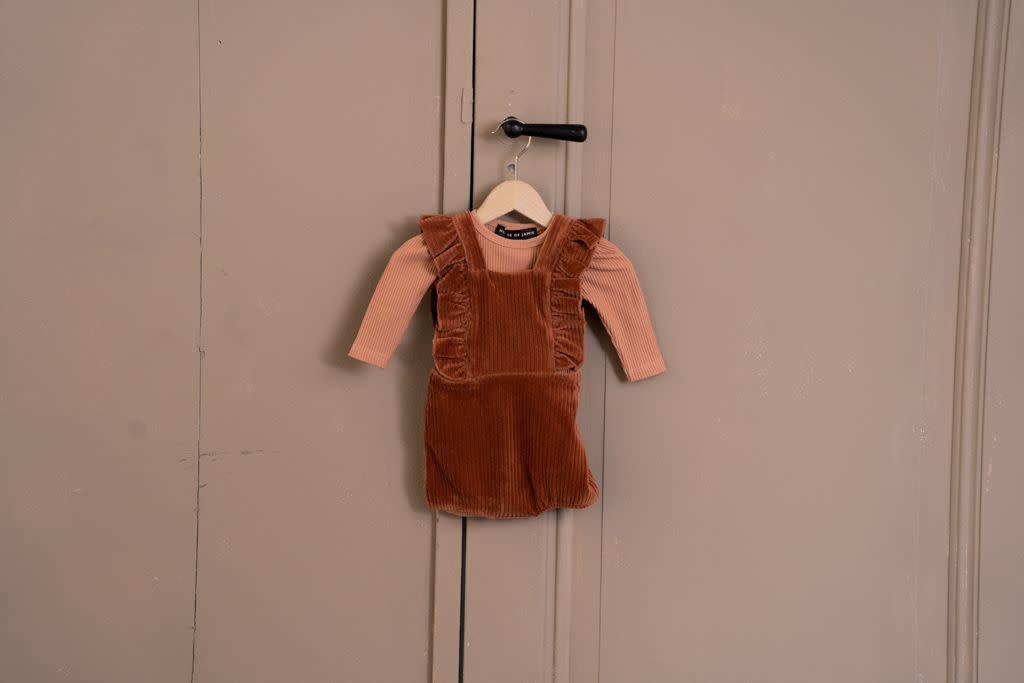 Ruffled baby salopette gingerbread, House of Jamie