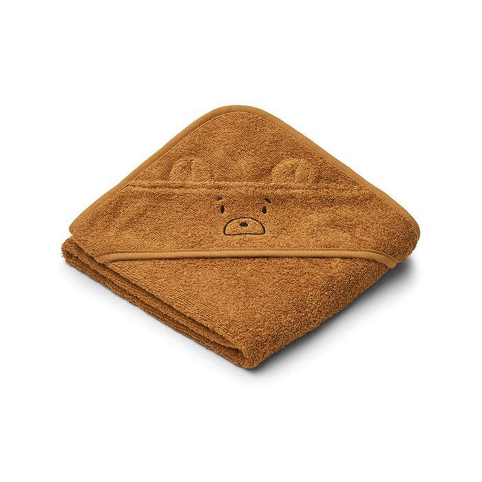 Albert hooded towel Mr Bear golden caramel, Liewood