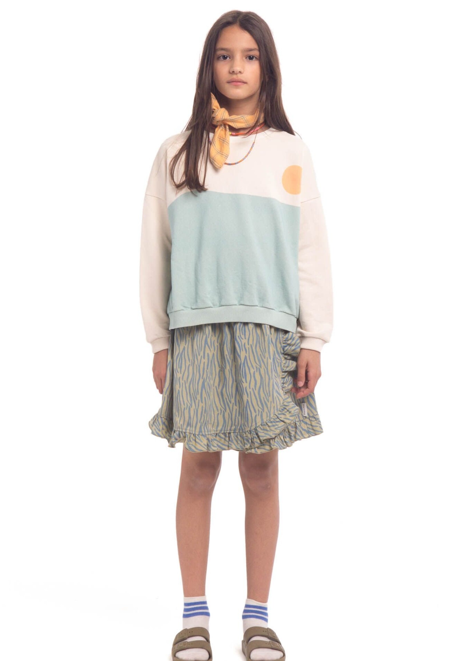 Piupiuchick Short skirt with ruffles blue animal print, Piupiuchick