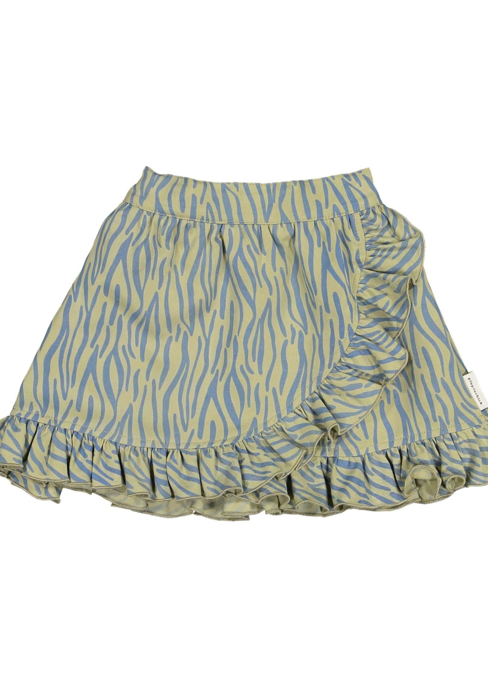 Piupiuchick Short skirt with ruffles blue animal print, Piupiuchick