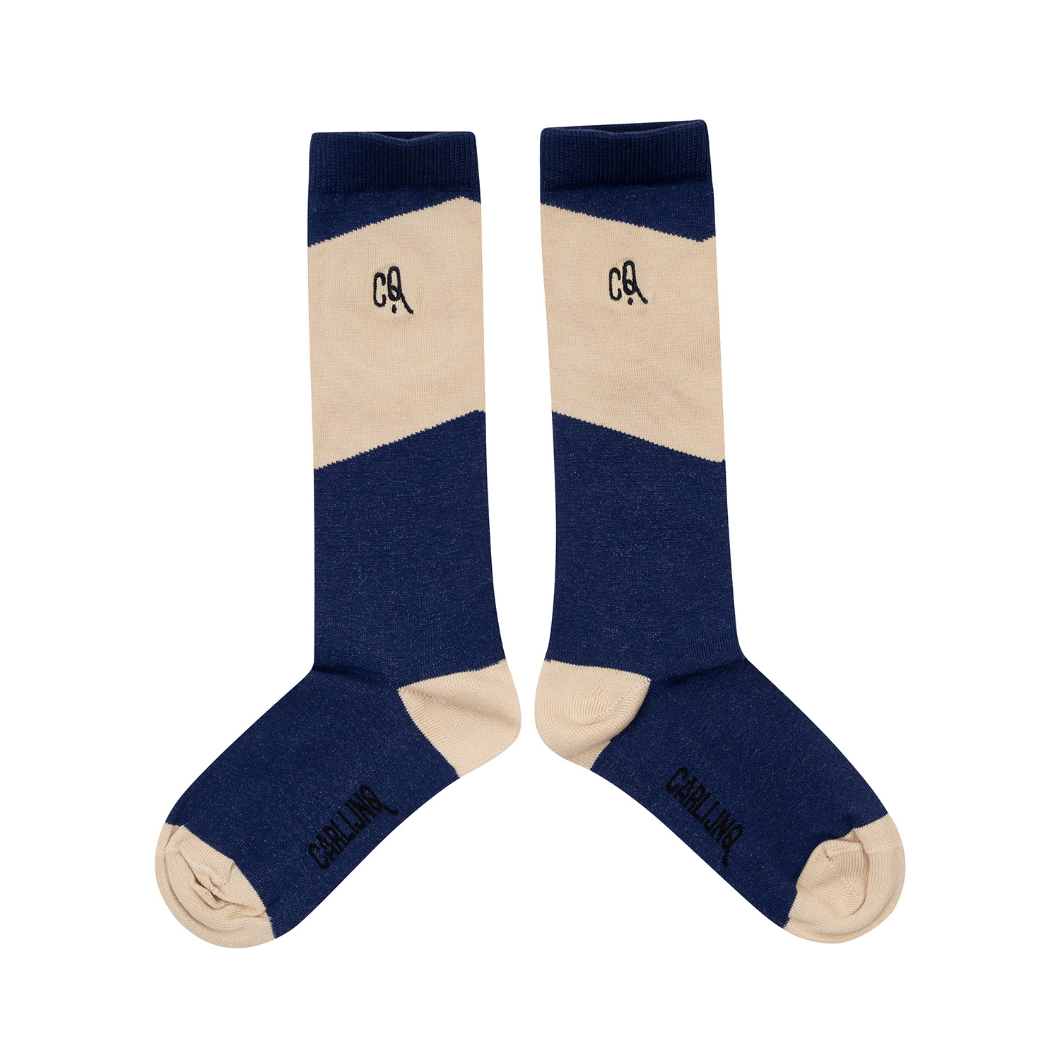 Kneesocks diagonal blue/coconut, CarlijnQ