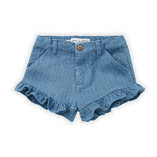 Denim ruffle short stripe, Sproet & Sproet