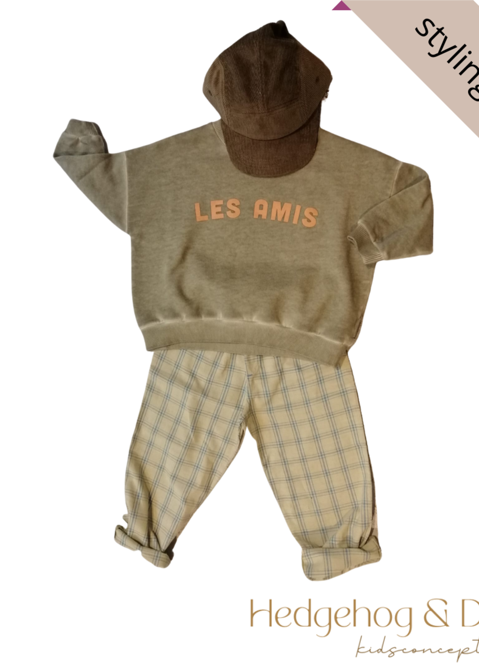 Piupiuchick Unisex trousers checkered green, Piupiuchick