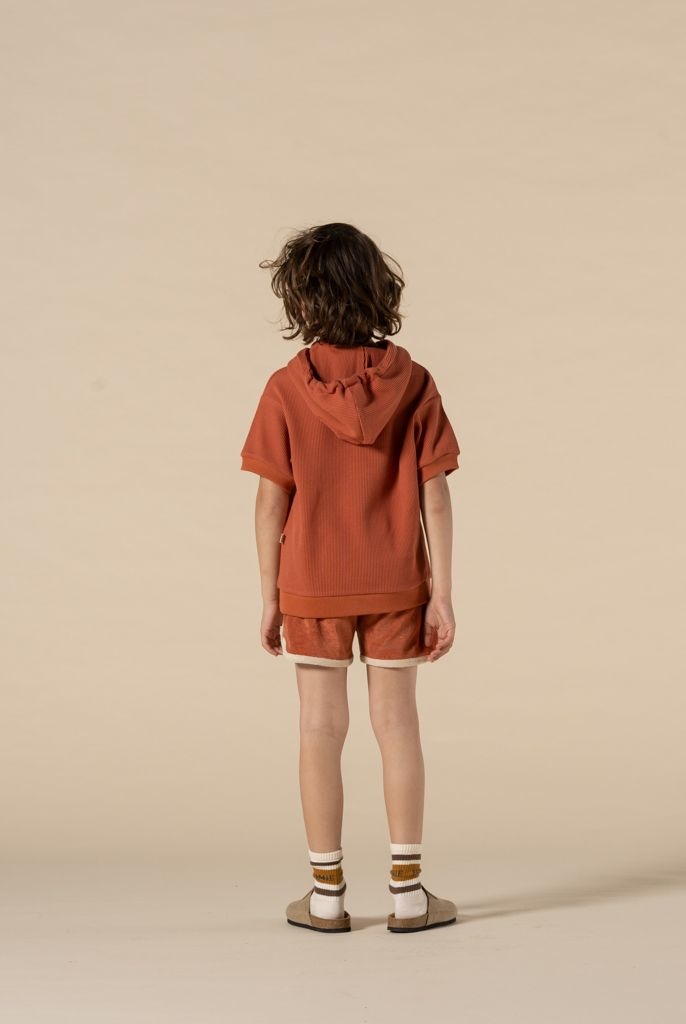 Hooded Tee ss burnt brick waffle , House of Jamie